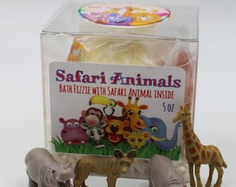 Safari Animal Bath Bomb for Kids: 8 oz, Natural, Moisturizing with animal shaped soap