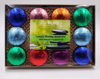 Aromatherapy Shower Bomb Gift Set: 100% Essential Oils (12 x 1.6 oz)