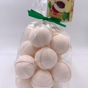 14 bath bombs Ginger Peach Pier 1 Type gift bag bath fizzies, great for dry skin, shea, cocoa, 7 ultra rich oils image 3