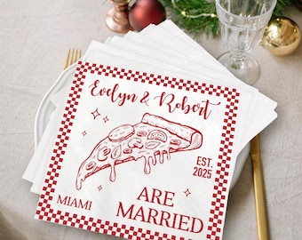 Guardanapos de coquetel personalizados com tema de pizza para casamento, guardanapo "That's Amore" para casamento italiano, guardanapos personalizados para chá de panela, festa de noivado