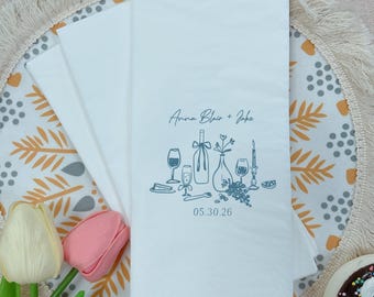 Personalized Wedding Cocktail Napkins, The Night Before Rehearsal Dinner,  Bridal shower napkins, Engagement party,  Table Decorations