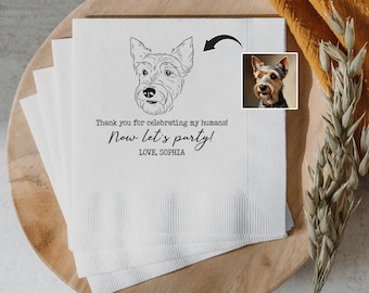 Custom Pet Wedding Cocktail Napkins, Luncheon Napkin, Custom Pet Portrait Wedding Napkins, Personalized Cocktail from Photo Napkins