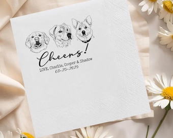 Custom Pet Portrait Napkins, Cocktail Wedding Napkins, Pet Napkins, Custom Event Napkin, Custom Logo Napkins, Personalized Dog from Photo