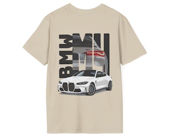 BMW M4 Minimalist T-Shirt | G82 M4 Shirt | German Performance Tee | Modern Bimmer Graphic Shirt - White