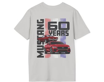 Ford Mustang 60th Anniversary Graphic Tee | Muscle Car T-shirt | Car Guy Apparel | Red Mustang