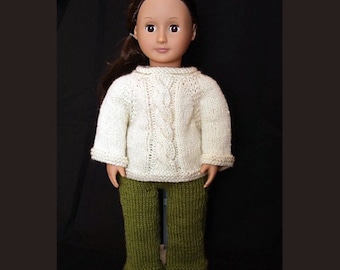 Cabled Sweater and Pants Set (knitting pattern) for 18 inch Doll