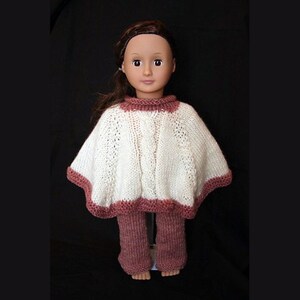 Cabled Poncho and Pants Set (knitting pattern) for 18 inch Doll