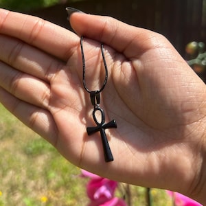 Black Stainless Steel Ankh cross, Laser cut, Spiritual Jewelry, Men’s Necklace, Women’s Necklace