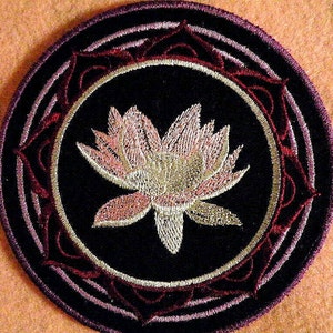 Lotus Blossom Iron on Patch 4.65 inch