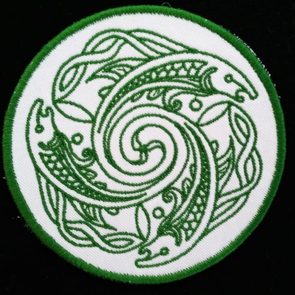 Three Celtic Fish Iron on Patch 4"