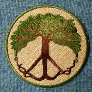 Peace Tree Iron on Patch 2 sizes 3.5" & 4.5"