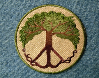 Peace Tree Iron on Patch 2 sizes 3.5&quot; & 4.5&quot;