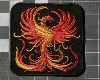 Firey Phoenix Iron on Patch 5.80" x 5.90".