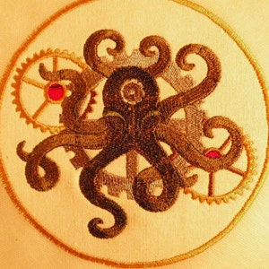 Steampunk Octopus Iron on Patch 5.83 image 4