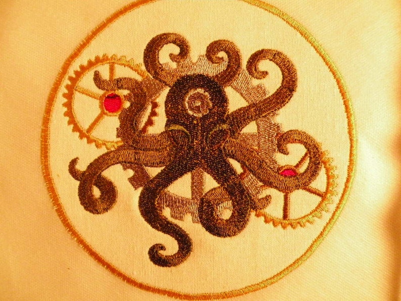 Steampunk Octopus Iron on Patch 5.83 image 4