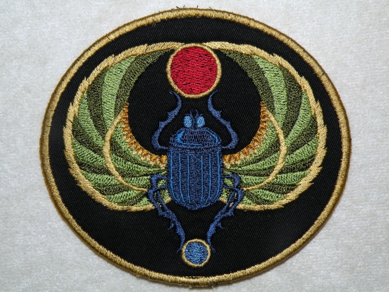 Egyptian Scarab Iron on Patch 4.56 x 4 image 4