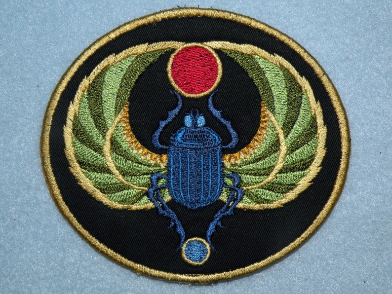 Egyptian Scarab Iron on Patch 4.56 x 4 image 1
