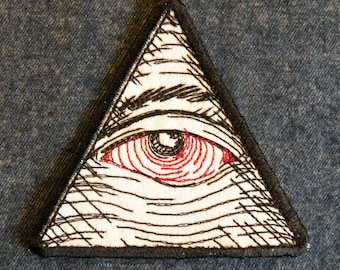 Eye of Providence Seeing Red Iron on Patch 3.75".