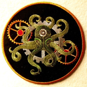 Steampunk Octopus Iron on Patch 5.83 image 3