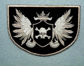 Skull and Crossbones Crest Iron on  4.5" x 3.23"