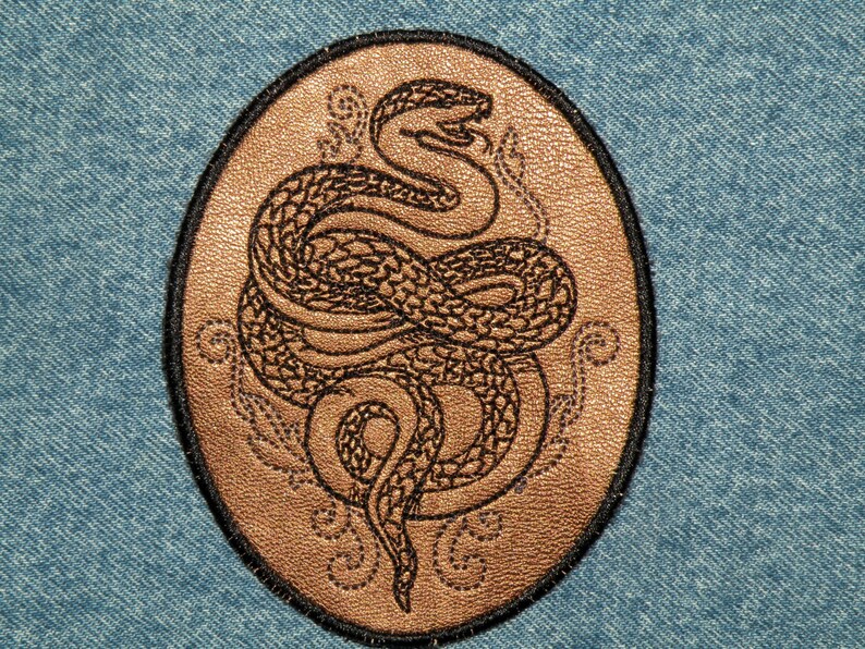 Cowhide Leather Snake Iron on Patch 4.5 X 3.55 - Etsy