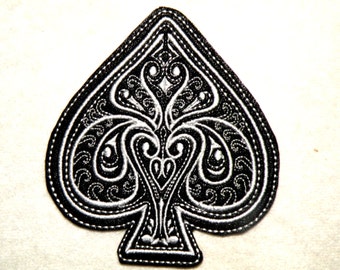 Ace of Spades Iron on Patch on Cowhide Leather