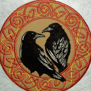 Celtic Ravens Iron on Patch- 5.9&quot;