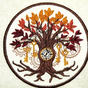 Steampunk Time Tree Iron on Patch 4.5 image 1