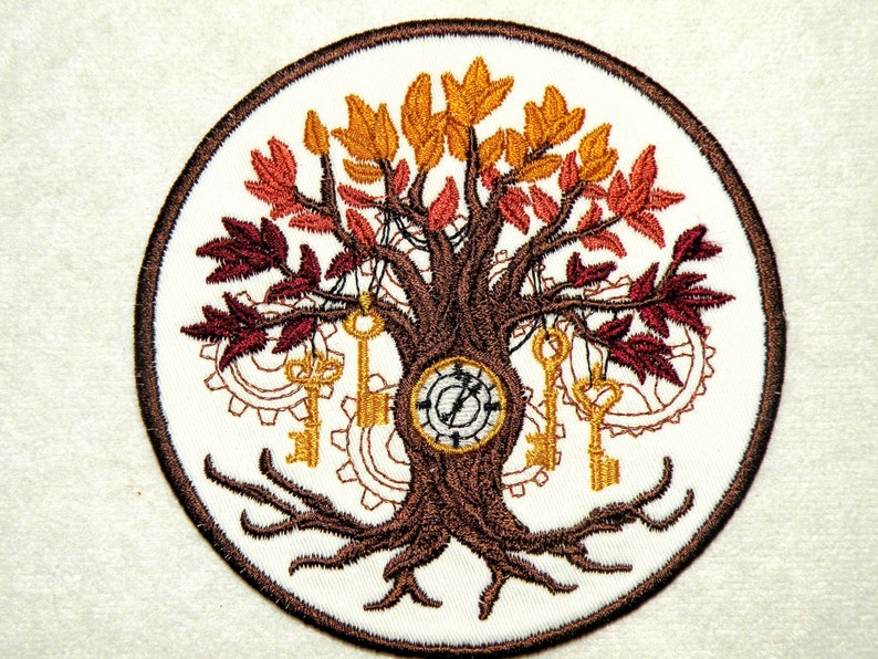 Steampunk Time Tree Iron on Patch 4.5 image 1