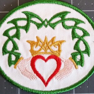 Claddagh 2 Iron on Patch 4" x 3.5"