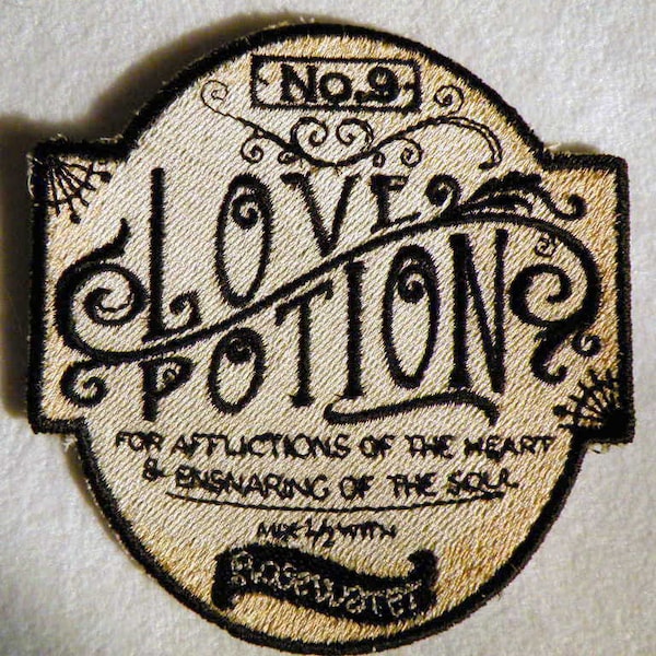 Love Potion No.9 Iron on Patch 3.6" x 3.75"