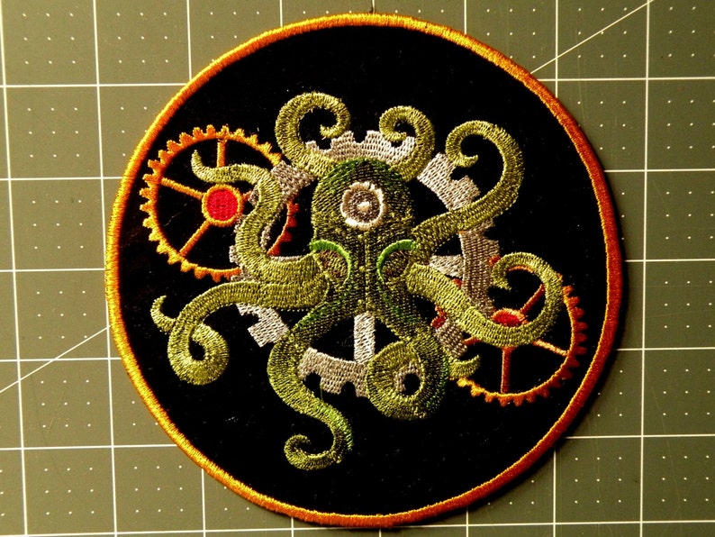 Steampunk Octopus Iron on Patch 5.83 image 1