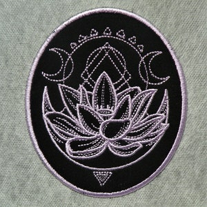 Phases of the Moon Lotus Iron on Patch - 2 sizes