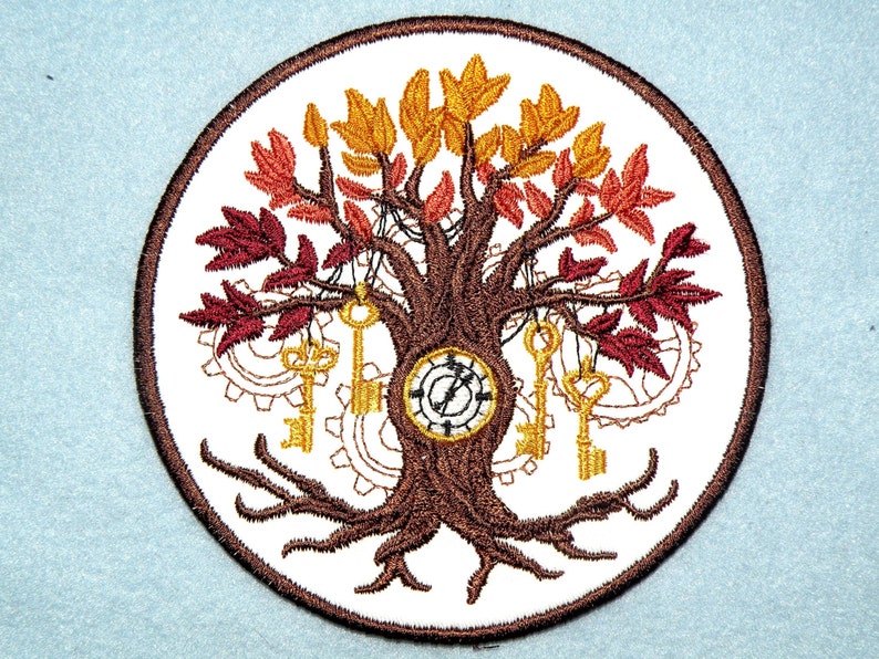 Steampunk Time Tree Iron on Patch 4.5 image 2