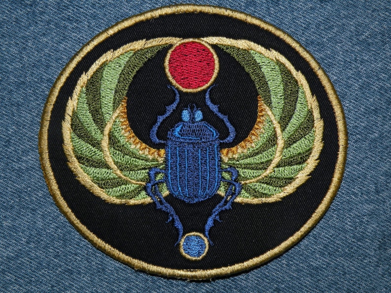 Egyptian Scarab Iron on Patch 4.56 x 4 image 2