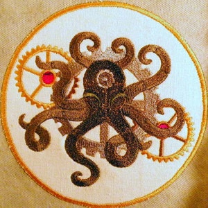 Steampunk Octopus Iron on Patch 5.83 image 2