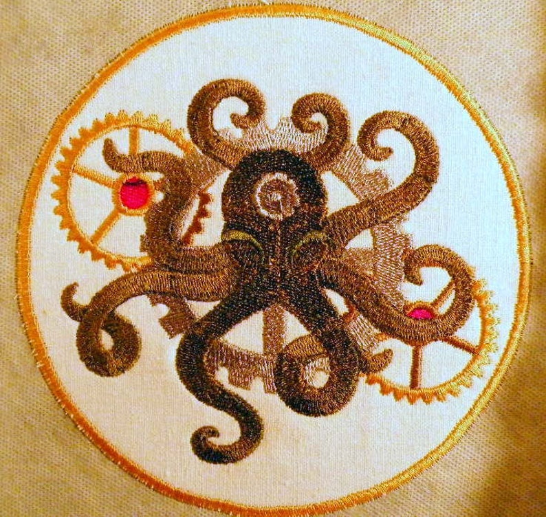 Steampunk Octopus Iron on Patch 5.83 image 2