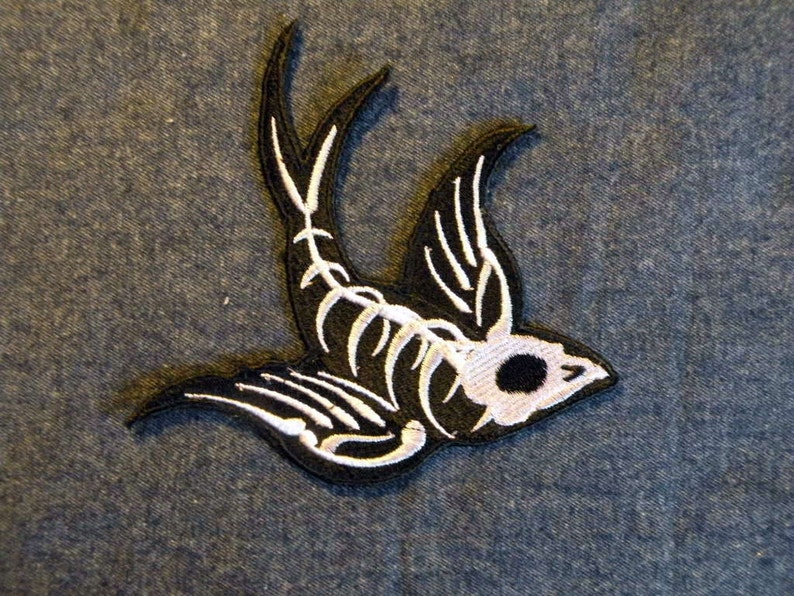 Swallow Skeleton Iron on Patch 5.35quot; x 5.07quot; Swallow Skeleton Iron on Patch 5.35quot; x 5.07quot;