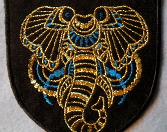 Gilded Elephant Iron on Patch 4.55 inch