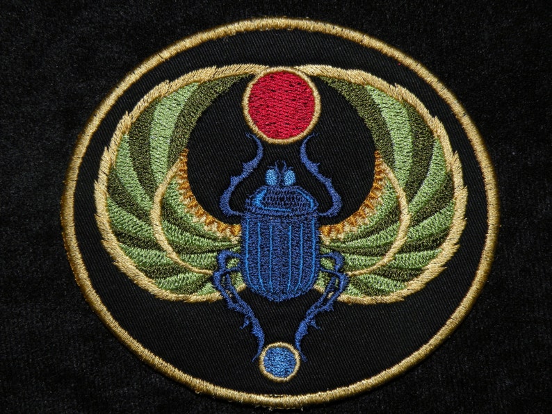 Egyptian Scarab Iron on Patch 4.56 x 4 image 3