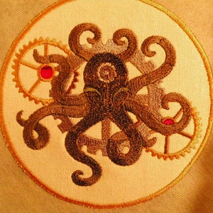 Steampunk Octopus Iron on Patch 5.83 image 5