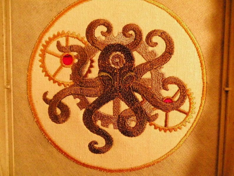 Steampunk Octopus Iron on Patch 5.83 image 5