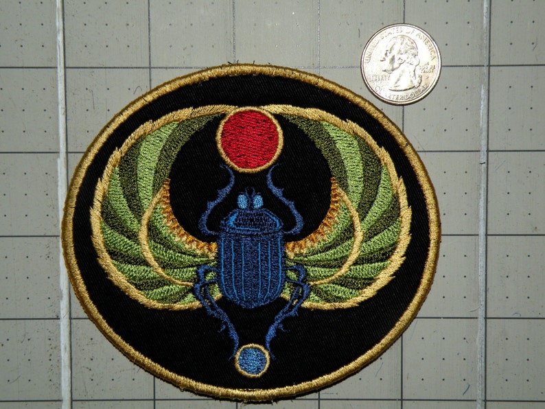 Egyptian Scarab Iron on Patch 4.56 x 4 image 5