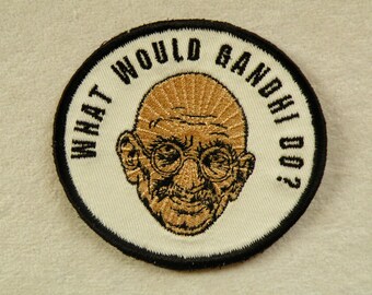 What Would Gandhi Do Iron on Patch 3.5" x 3.2"
