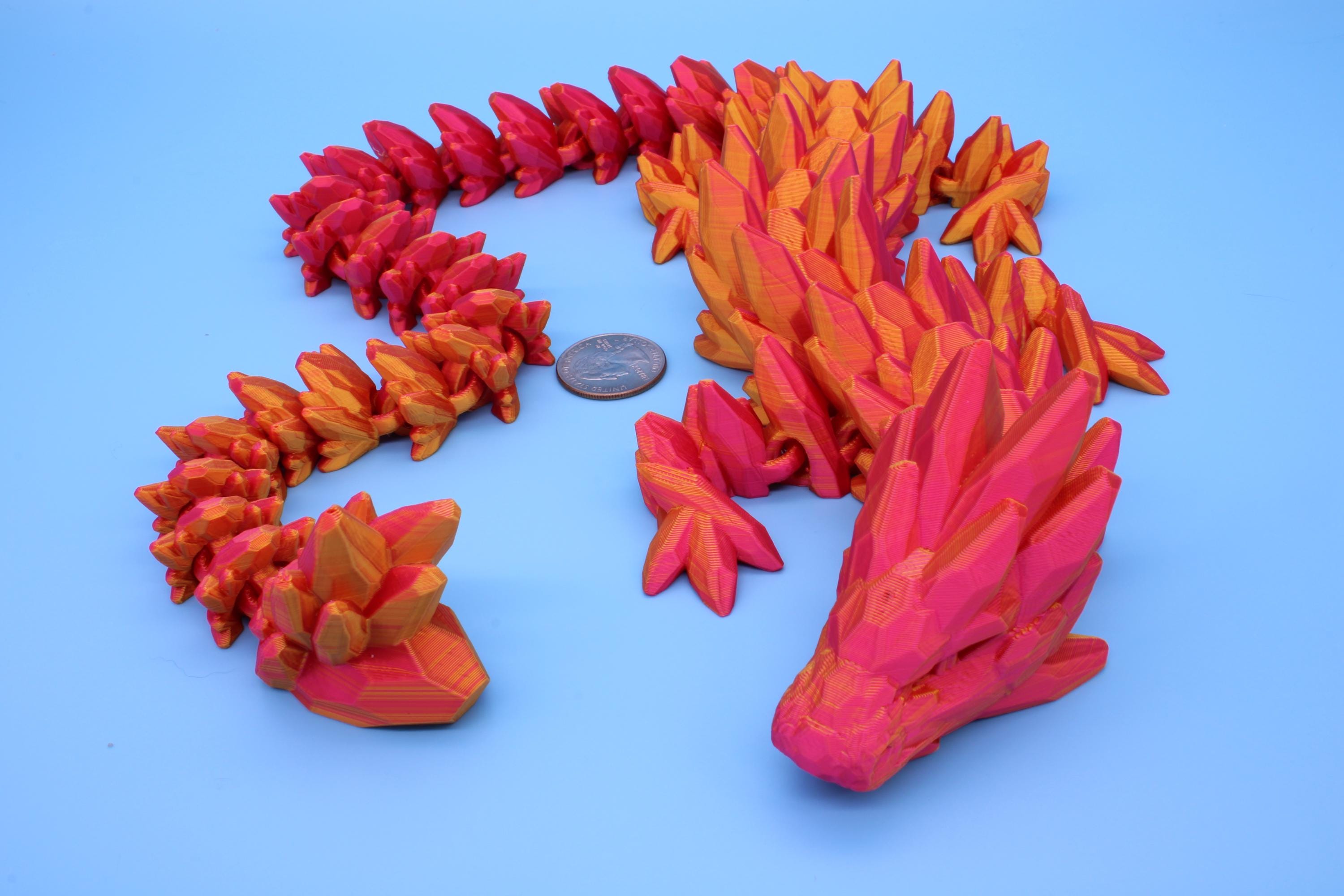 Gemstone Dragon Sculpture - 3D Printed Elegance for Fantasy Aficionados and Crystal Collectors