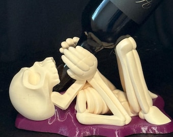 All Spine No Whine, Wine Bottle Holding Skeleton