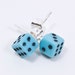Tiny Blue Dice Stud Earrings