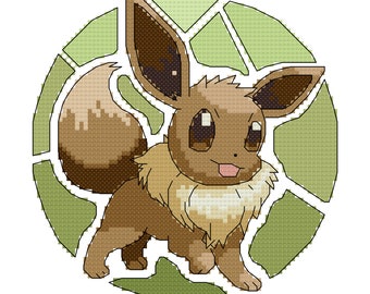 Eevee Stained Glass - Cross Stitch Pattern - Instant Download PDF