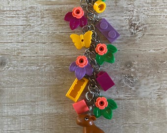 Capybara Keychain with Authentic Bricks Used as Charms