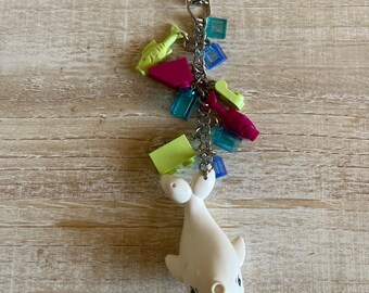 White Whale Keychain with Authentic Bricks Used as Charms